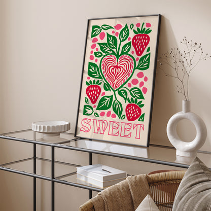 Retro Sweet Strawberry Poster 2024