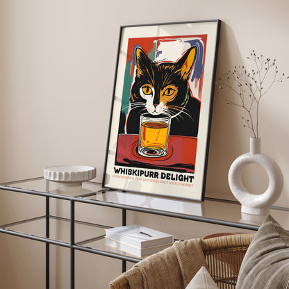 Whiskypurr Delight Retro Whisky Poster