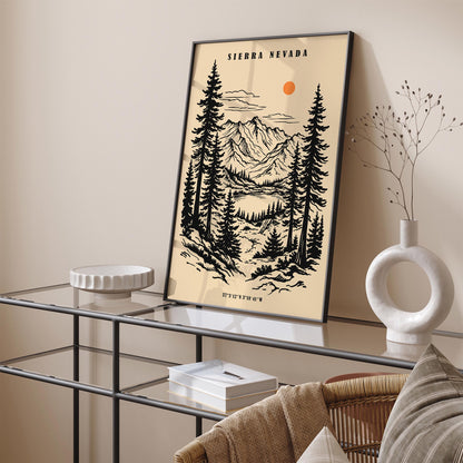 Sierra Nevada Spain Travel Poster – Vintage Andalusia Art