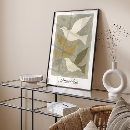 Dance of Doves Poster - Scandinavian Danish Art Print
