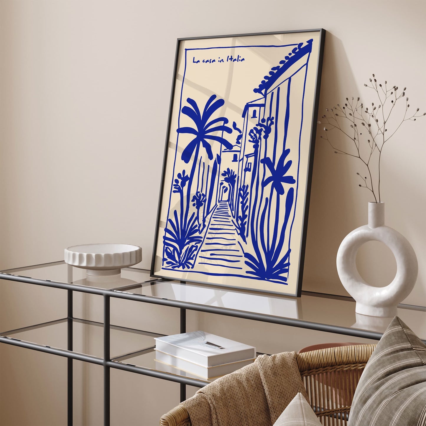 La Casa in Italia Poster - Blue Ink Italian Wall Art