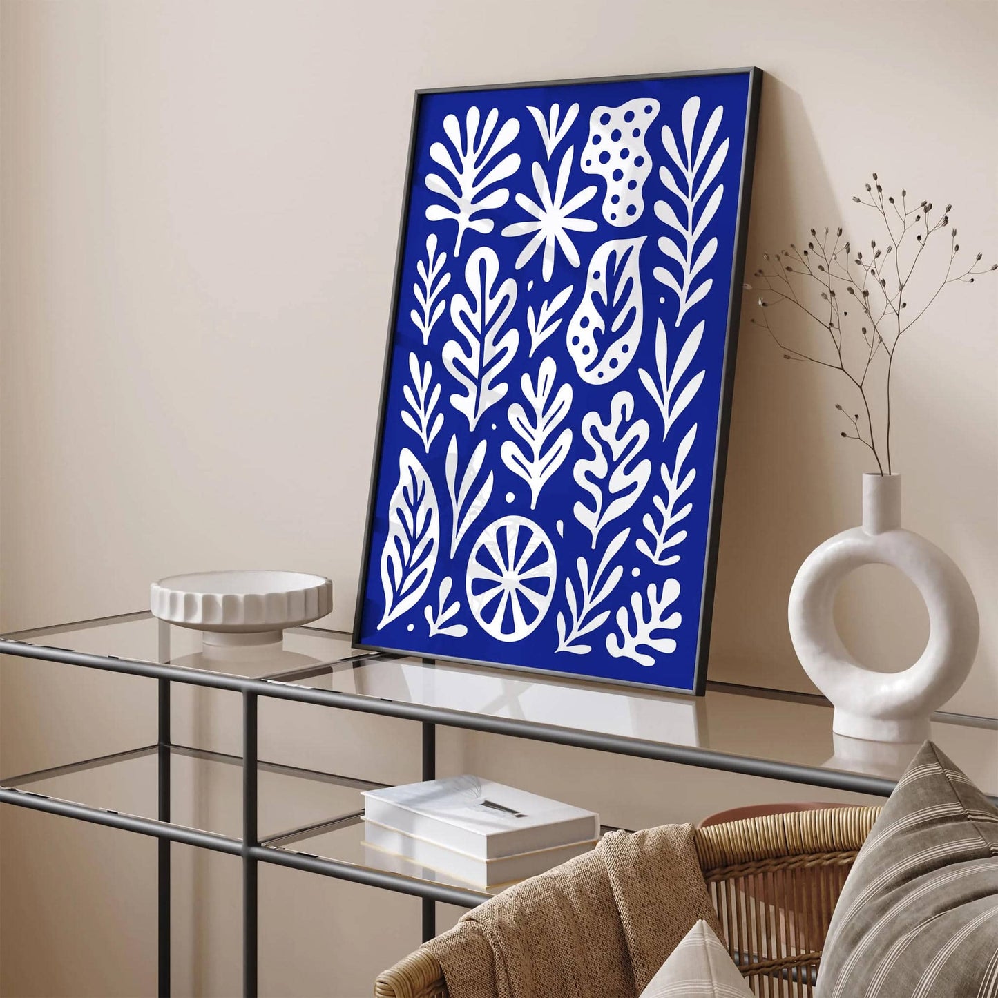 Blue Abstract Organic Shapes Art Print