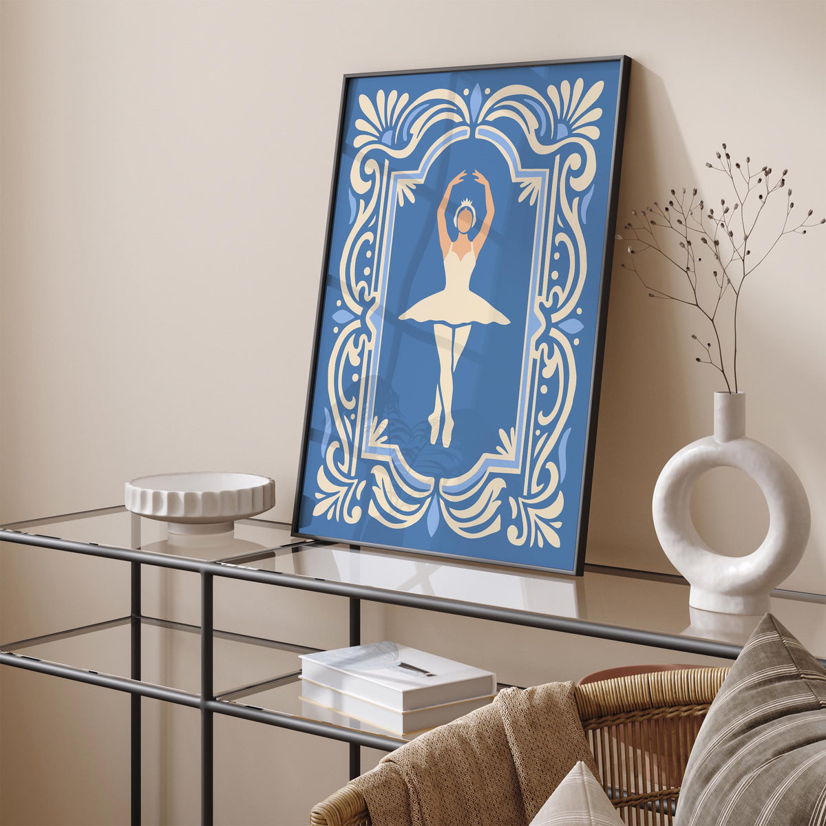 Swan Lake Ballet Poster – Blue Ballerina Art
