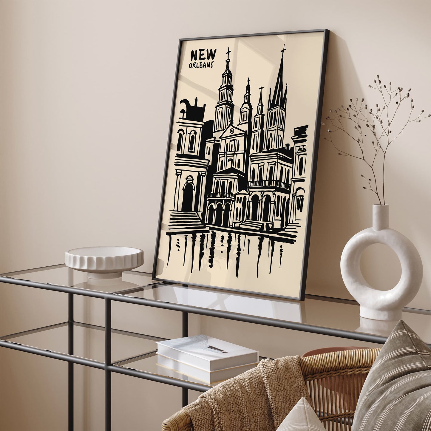 Black Ink New Orleans Architecture Art Print