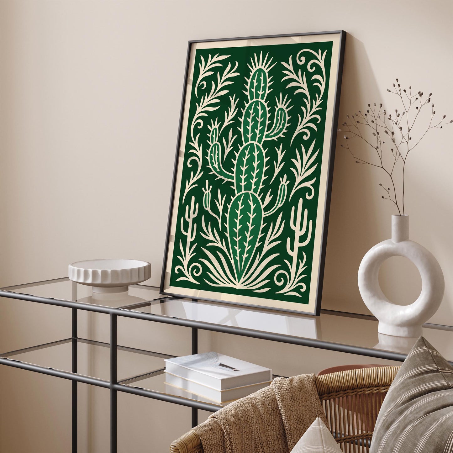 Eclectic Green Cactus Plant Wall Art Poster