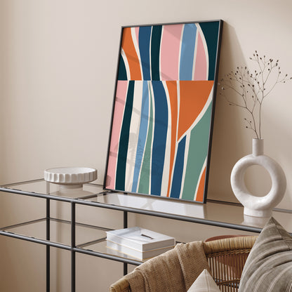 Mid Century Modern Striped Art Print