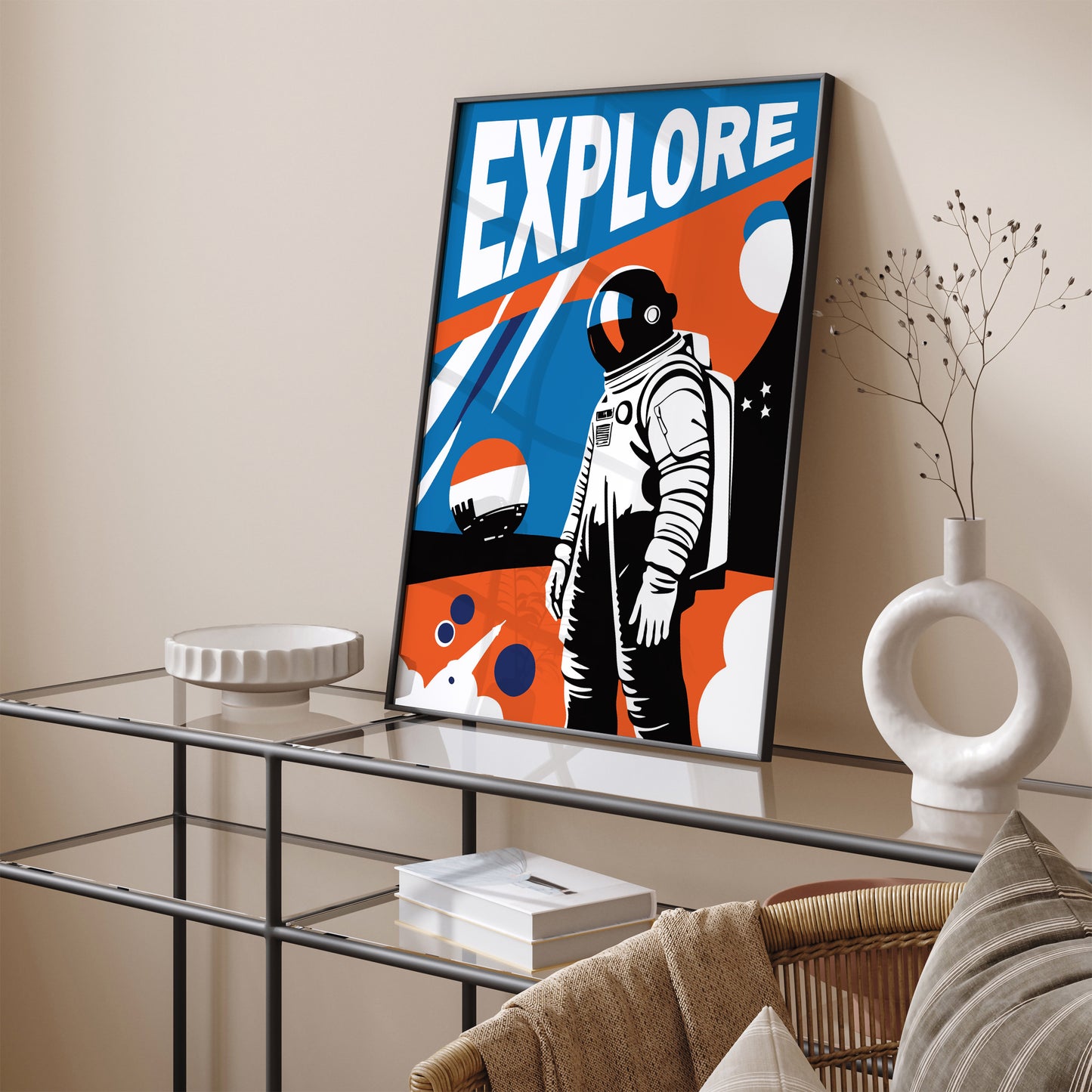 EXPLORE - Astronaut Retro Poster