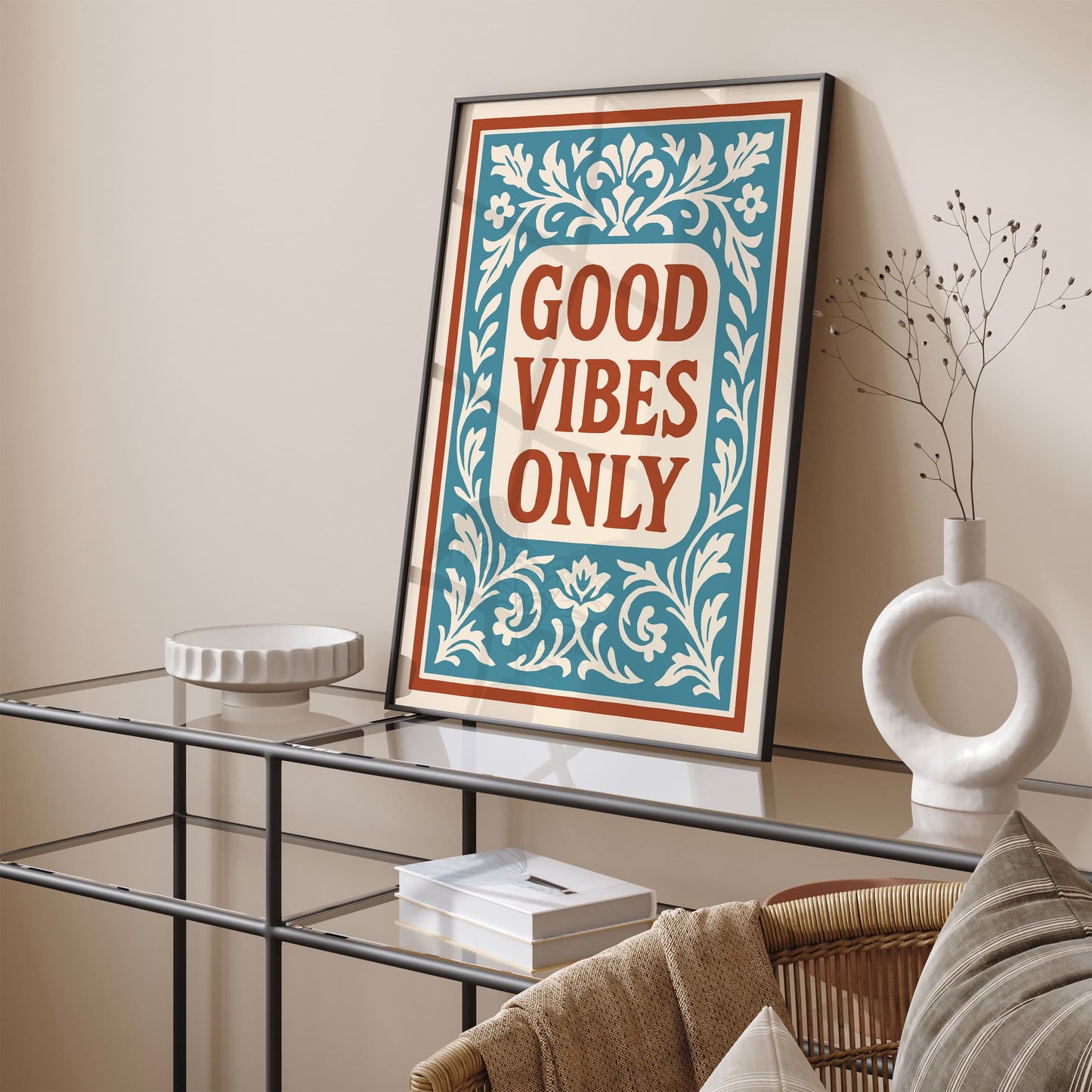 Good Vibes Only Quote Poster - Rococo Style Wall Art