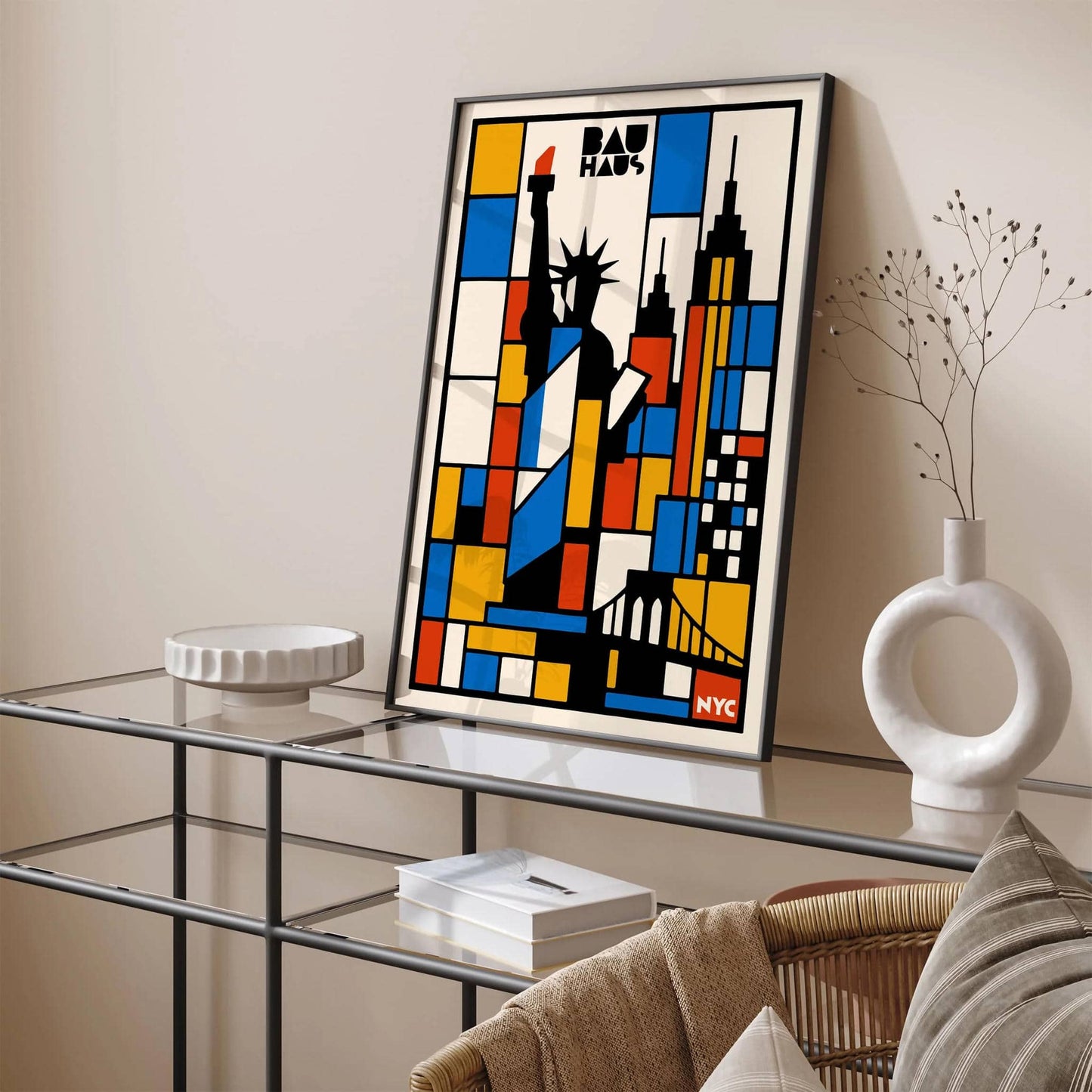 Bauhaus NYC Exhibition Poster - Retro Geometric Art Print