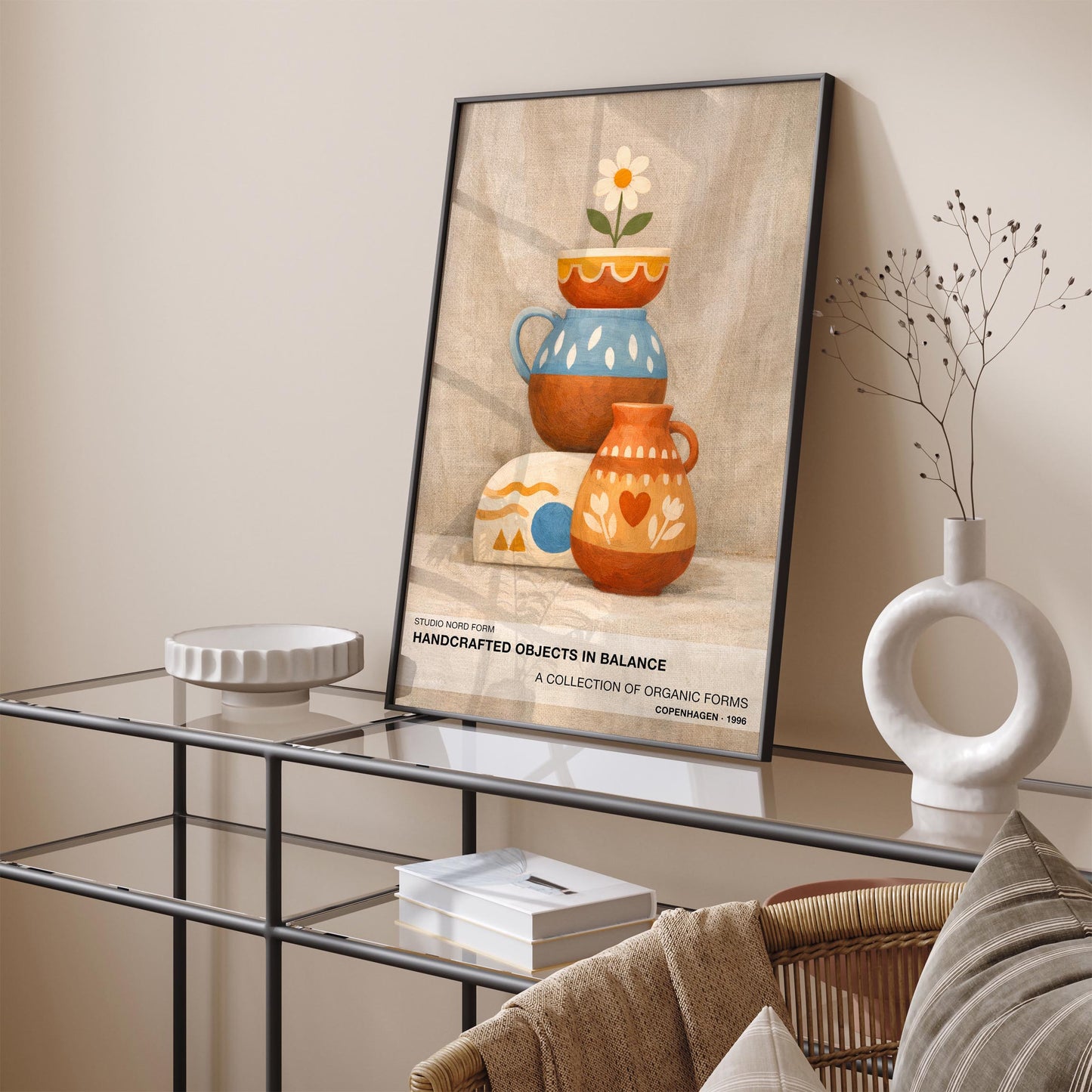 Scandinavian Folk Art Poster - Nordic Ceramic Still Life Print