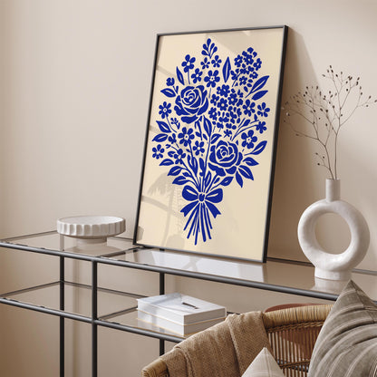 Blue Bouquet of Flowers Poster