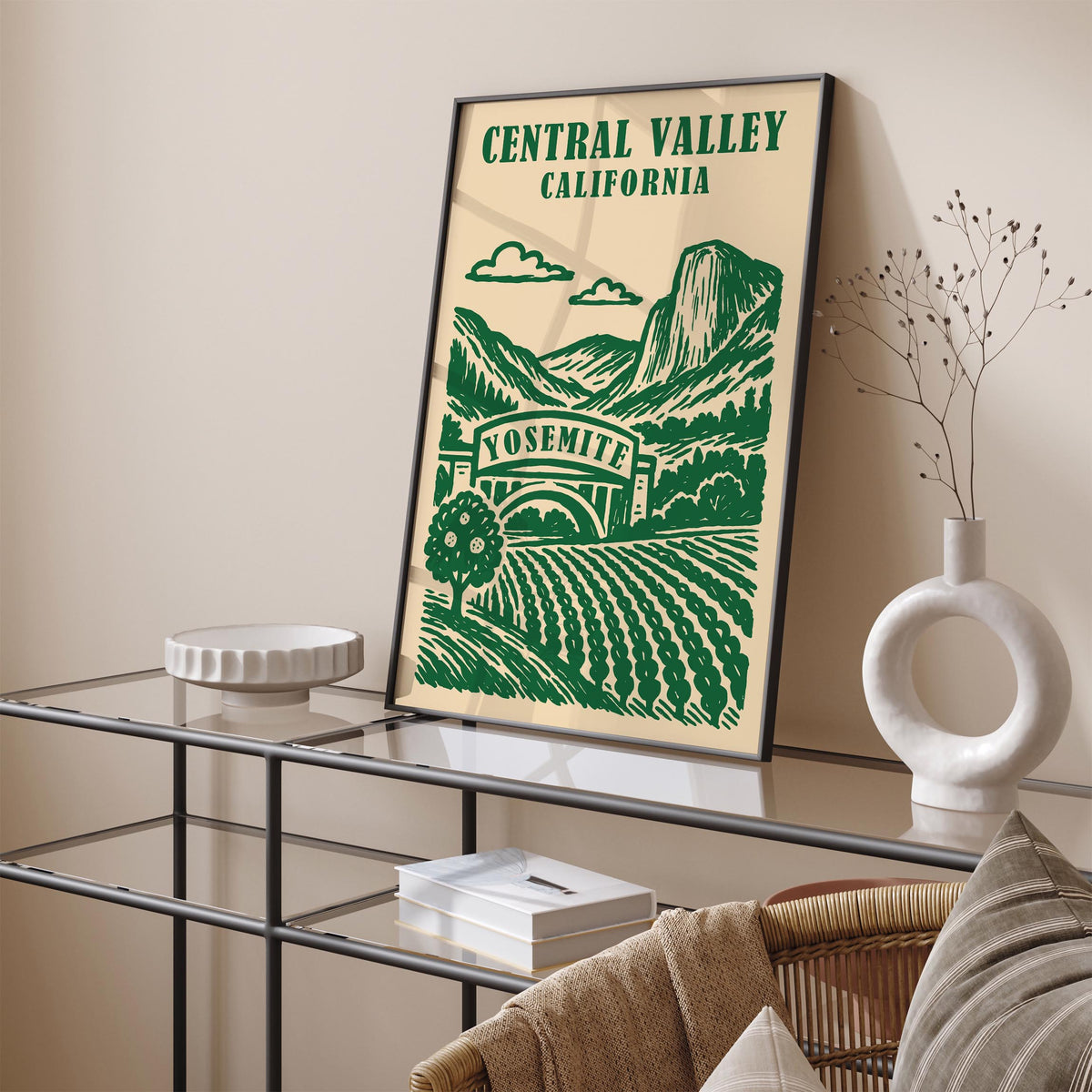 California Central Valley Green Travel Poster