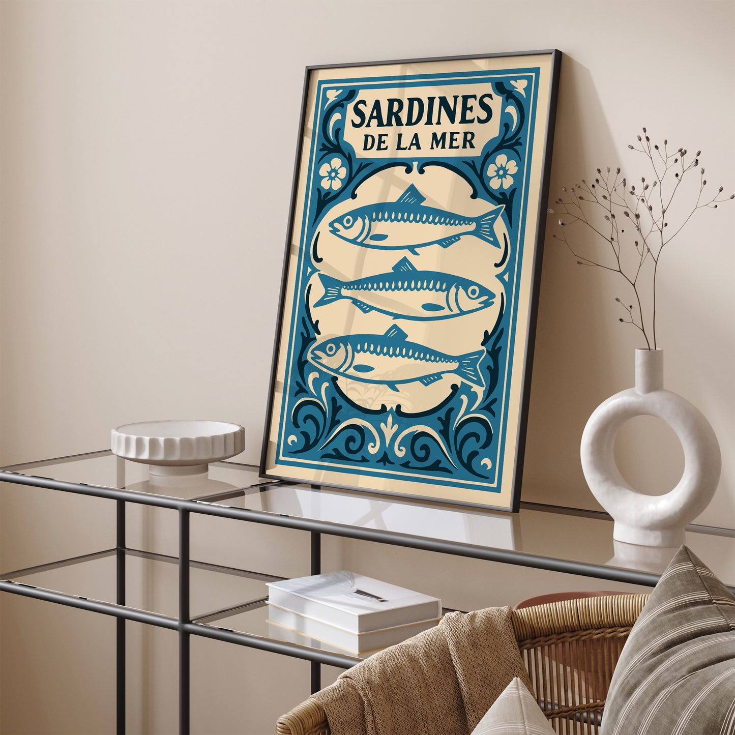Sardines De La Mer Blue Nautical Poster 2026