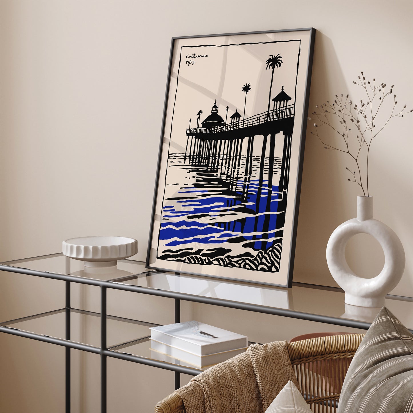 Ink Painting Vintage California Landscape Art Print