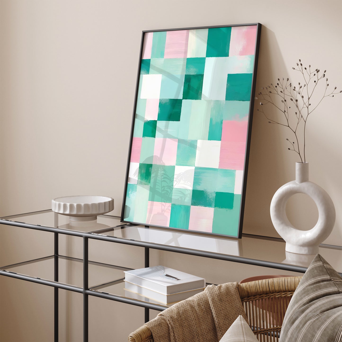 Pastel Dreams - Abstract Checkered Art Print