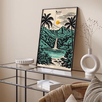Kauai Hawaii Poster – Tropical Landscape Wall Art