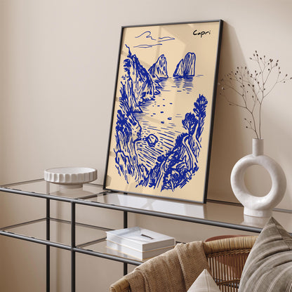 Capri Travel Poster – Faraglioni Coastal Landscape
