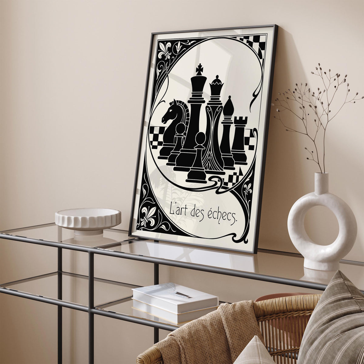 Black and White Vintage Chess Poster