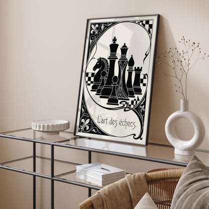 Black and White Vintage Chess Poster
