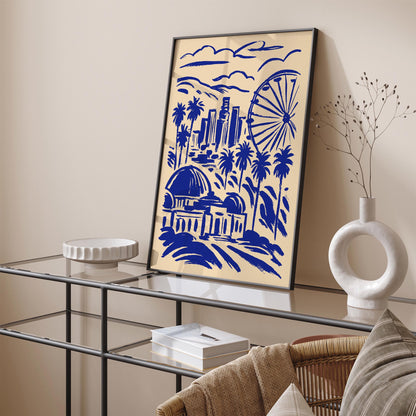 Los Angeles Poster – Blue Cityscape Wall Art