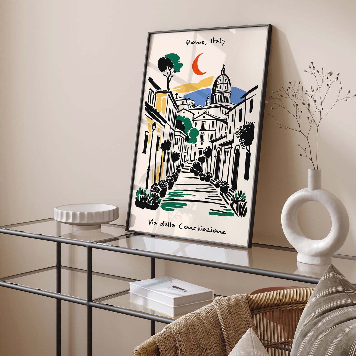 Italy Travel Poster - Rome Ink Sketch Art