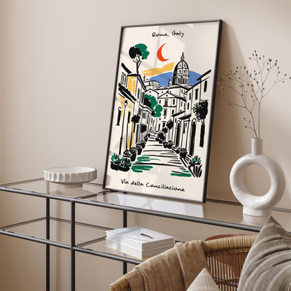 Italy Travel Poster - Rome Ink Sketch Art