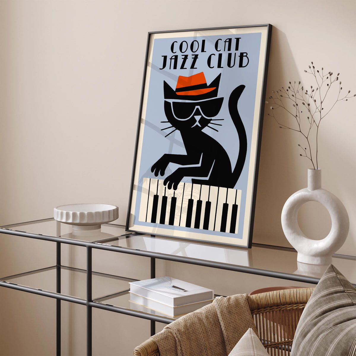 Cool Cat Jazz Club Retro Art Poster