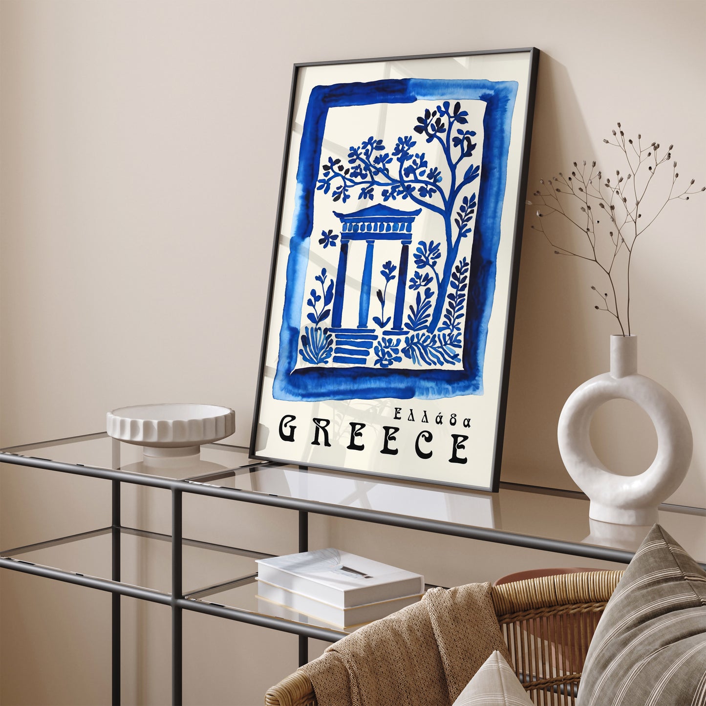 Greece Travel Blue Wall Art Honeymoon Gift 2024