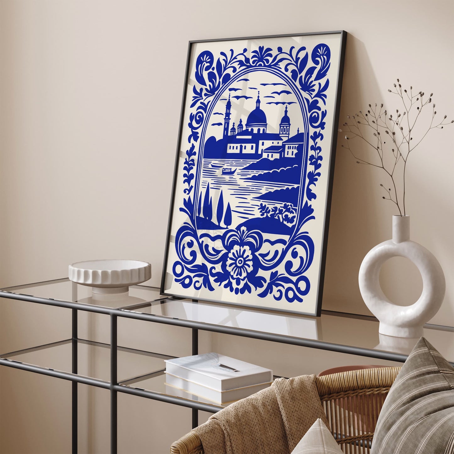 European Cityscape Blue Poster