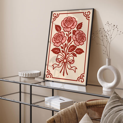 French Rococo Roses Art Print, Vintage Floral Wall Art