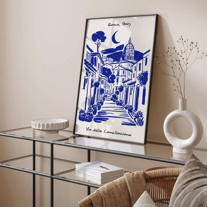 Rome Italy Blue Cityscape Poster