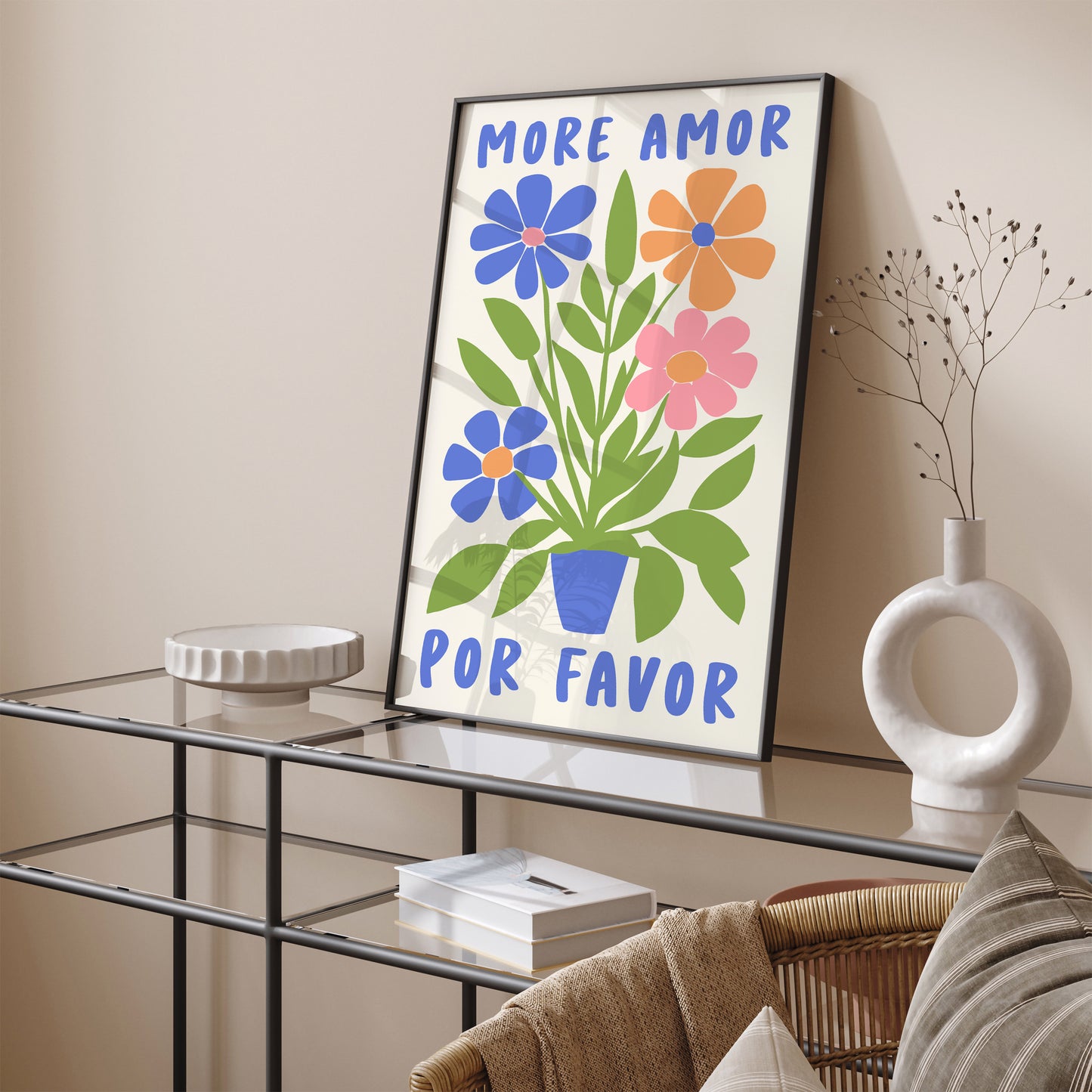 Retro More Amor Floral Art Print 2024