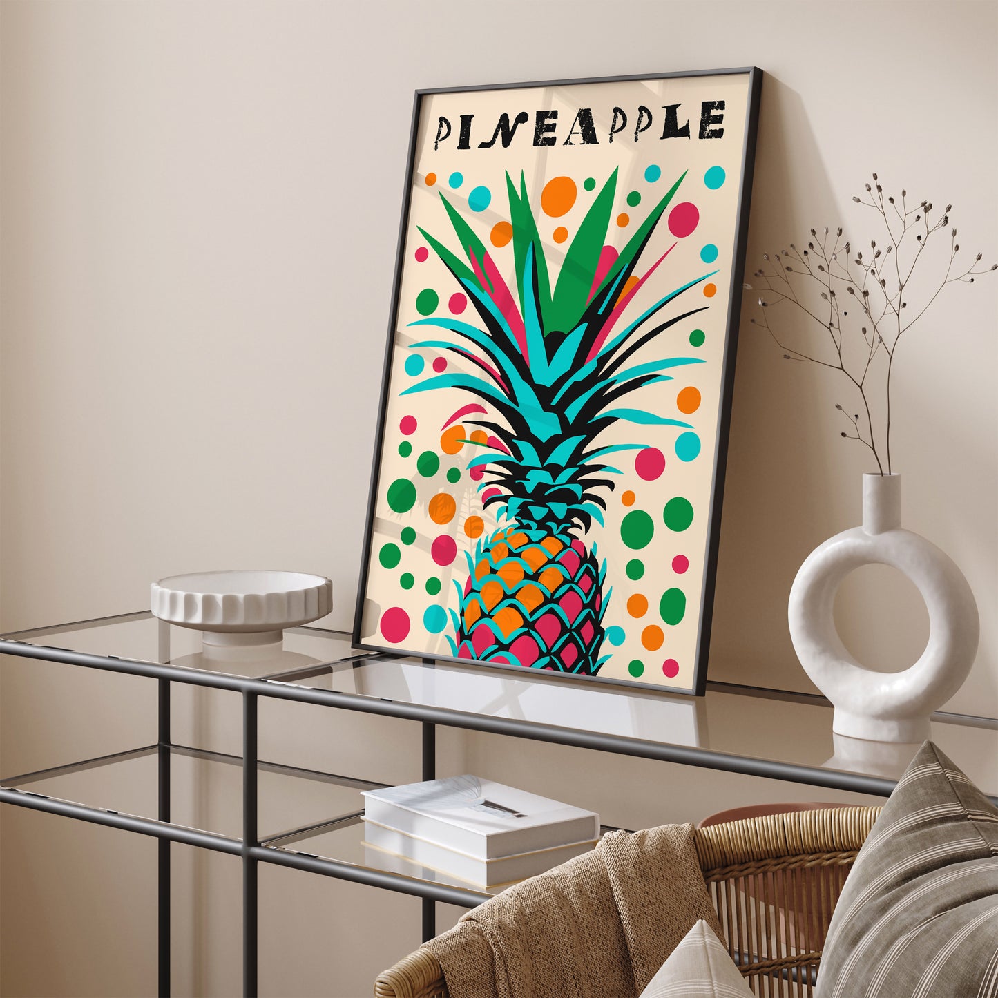 Disco Pineapple Happy Kitchen Art Print