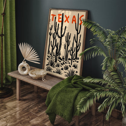 Texas Cactus Poster - Desert Plant Wall Art Print