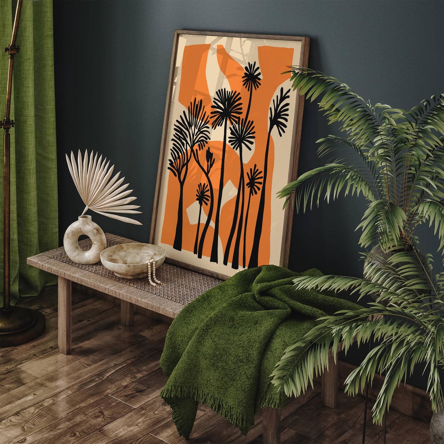 Mid Century Modern Palm Trees Abstract Poster