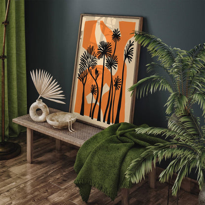 Mid Century Modern Palm Trees Abstract Poster