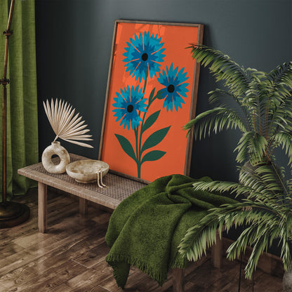 Abstract Cornflower Floral Art Poster