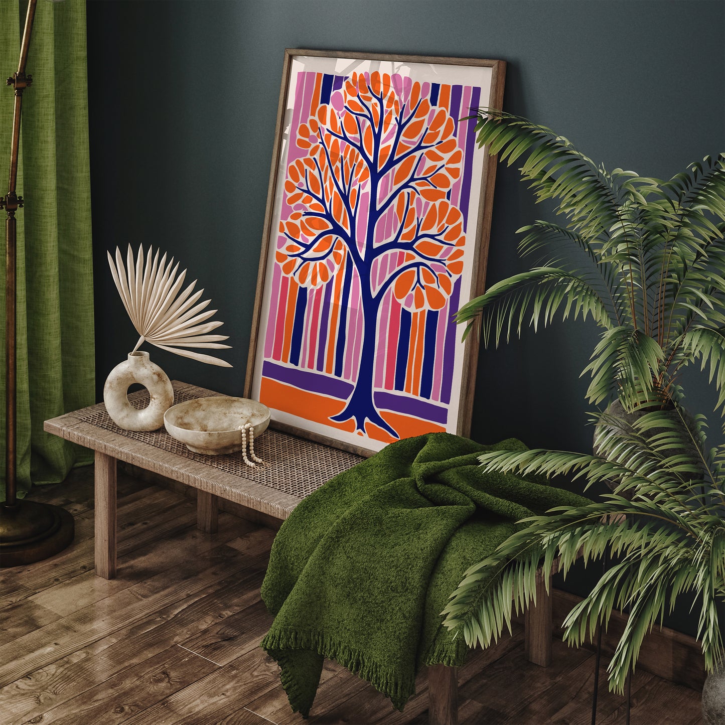 Purple Orange Cutout Tree Print