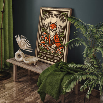 Vintage Fox Forest Nature Art Poster