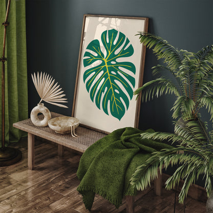 Monstera Green Leaf Art Print