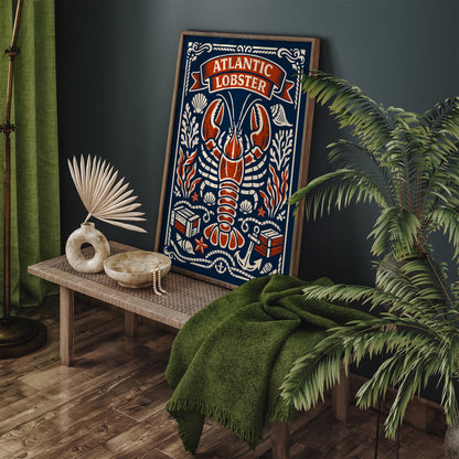 Atlantic Lobster Coastal Art Poster