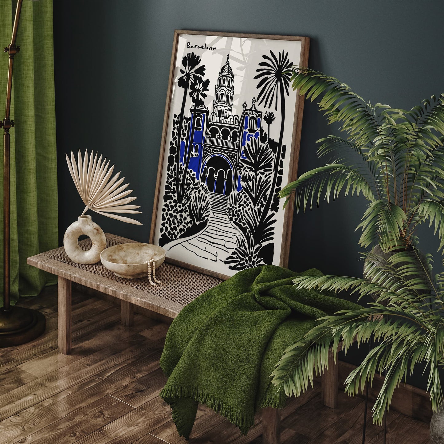 Barcelona Poster - Black Ink Spain Travel Wall Art