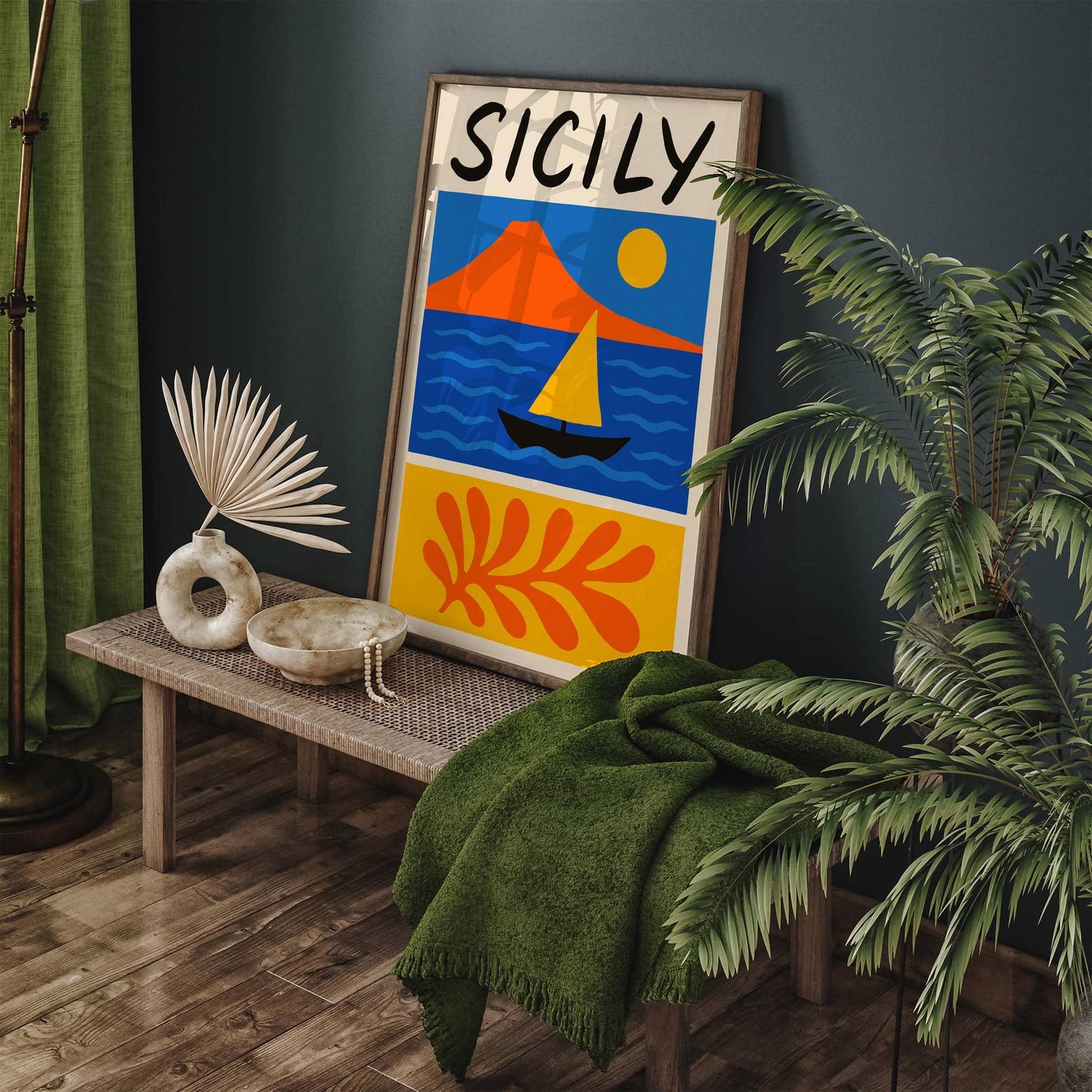 Sicily Mid Century Modern Travel Poster