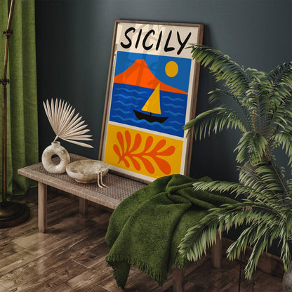 Sicily Mid Century Modern Travel Poster