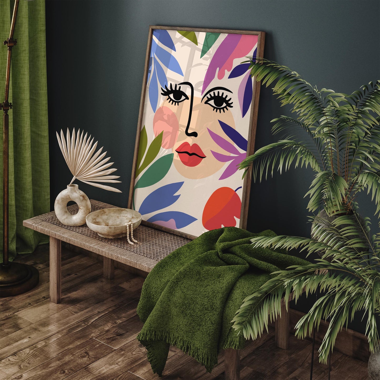 Abstract Floral Face Print