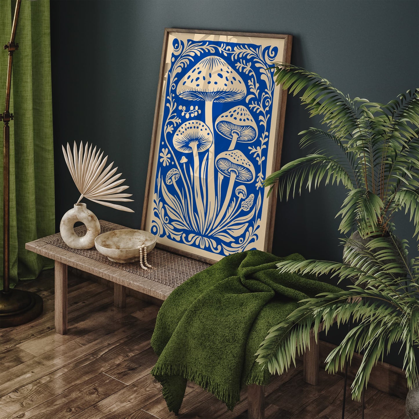 Blue Mushroom Poster