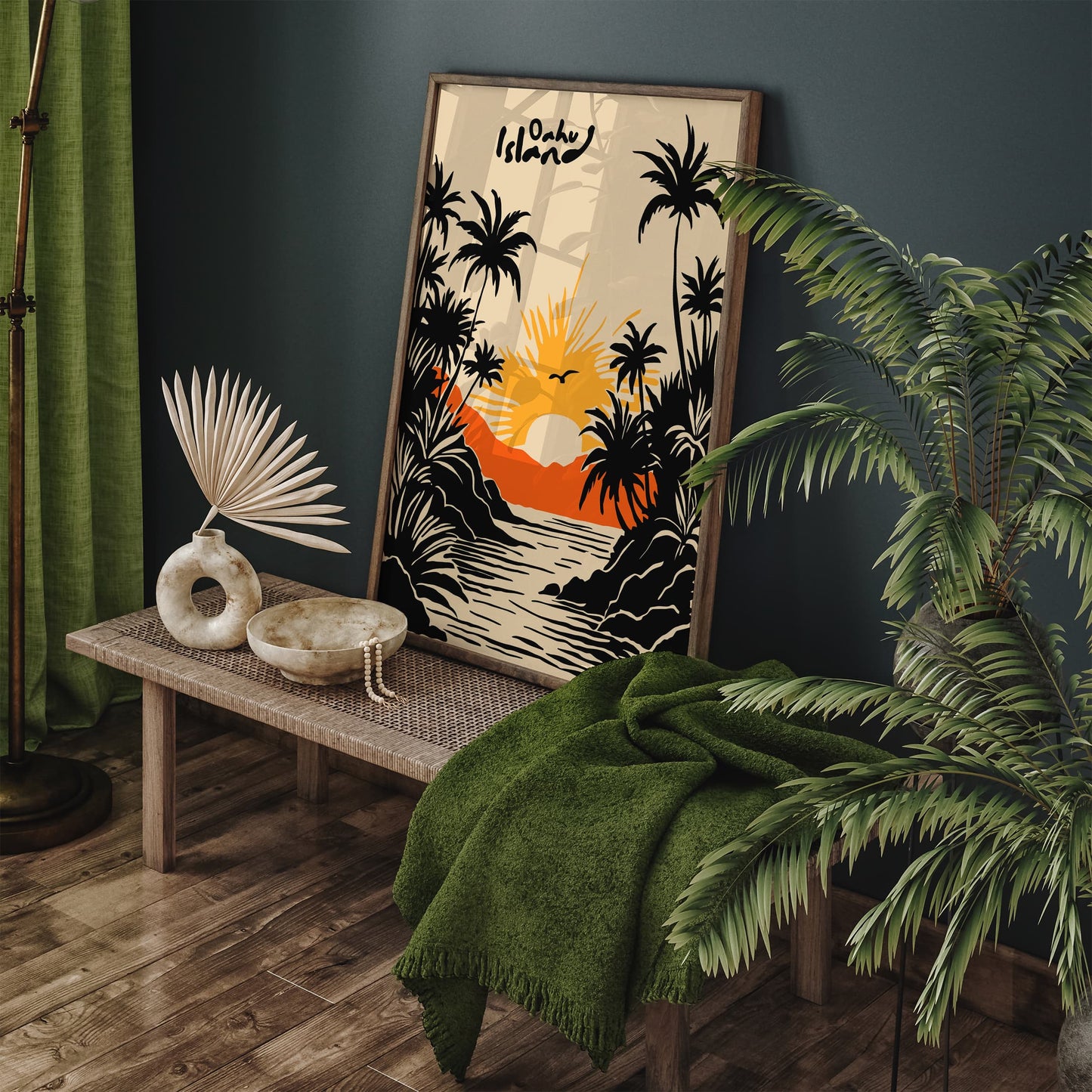 Oahu Hawaii Poster - Tropical Island Honeymoon Travel Art