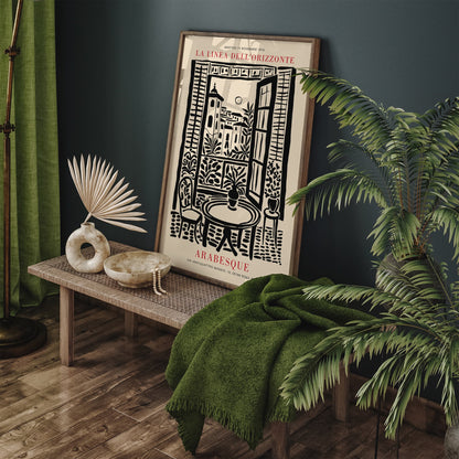 Italian Landscape Poster - Black Ink Painting Wall Art