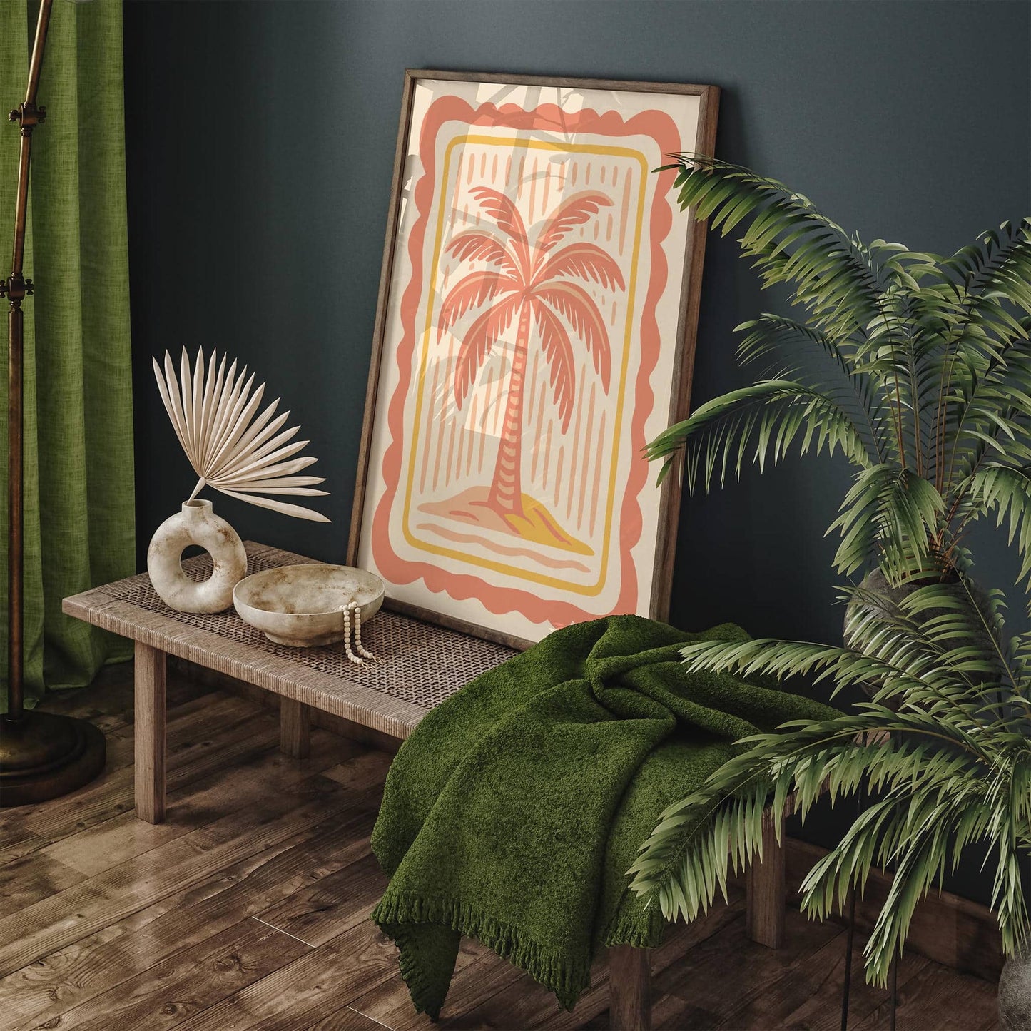 Bohemian Palm Tree in Pastel Girly Colors Print