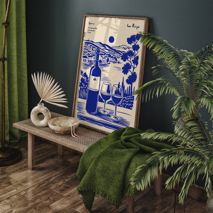 Spain La Rioja Wine Collection Blue Poster